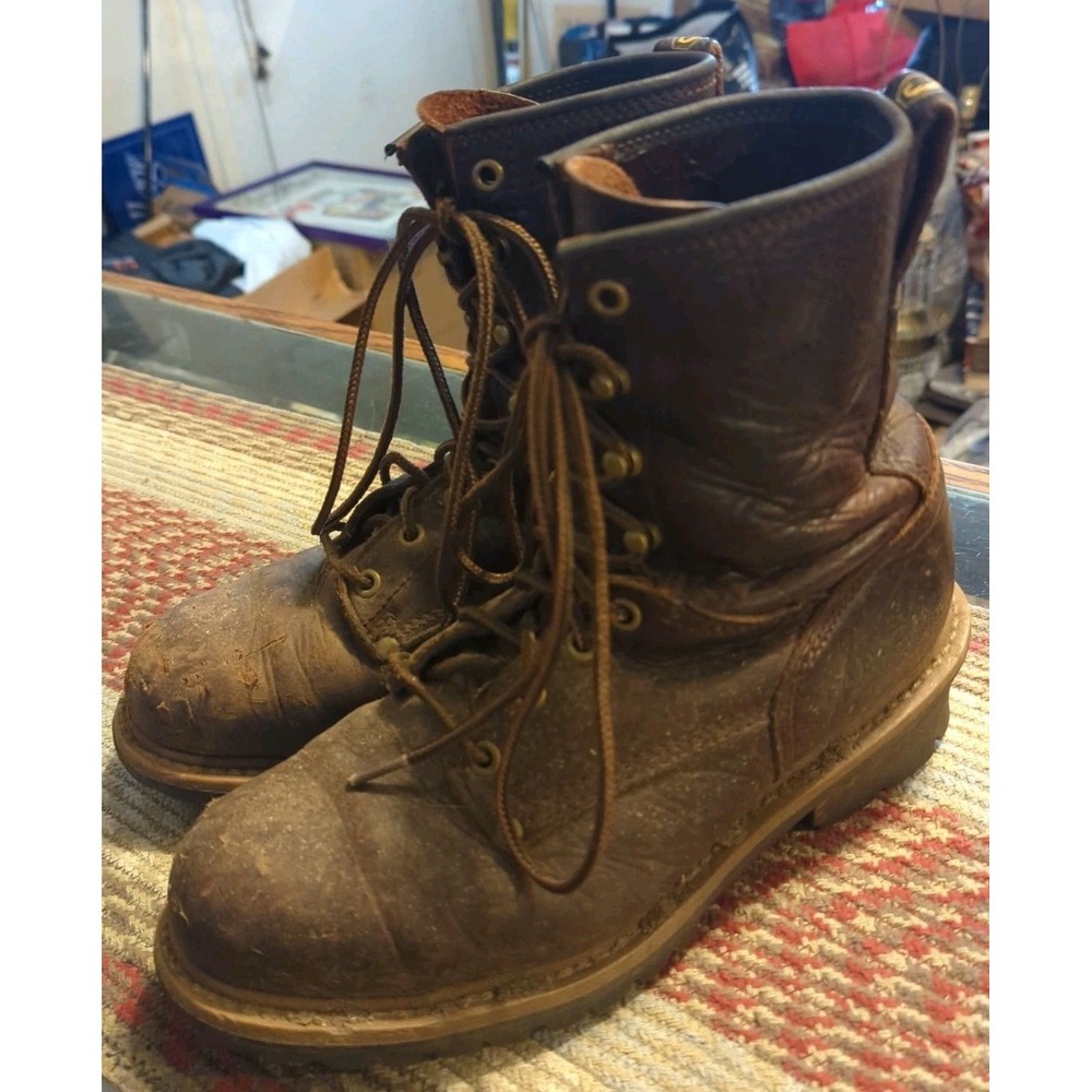 Carolina Work Boots Mens 8 D Brown Waterproof‎ Leather Hard Toe Lace-Up Vintage
